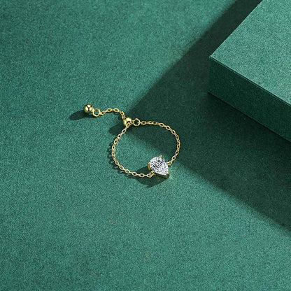 Crystal Self Love Drop Chain Ring - RIYOVA Jewelry