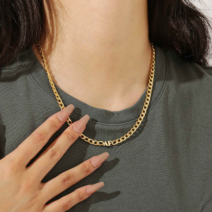Welded Letter Cuban Chain Necklace - RIYOVA Jewelry