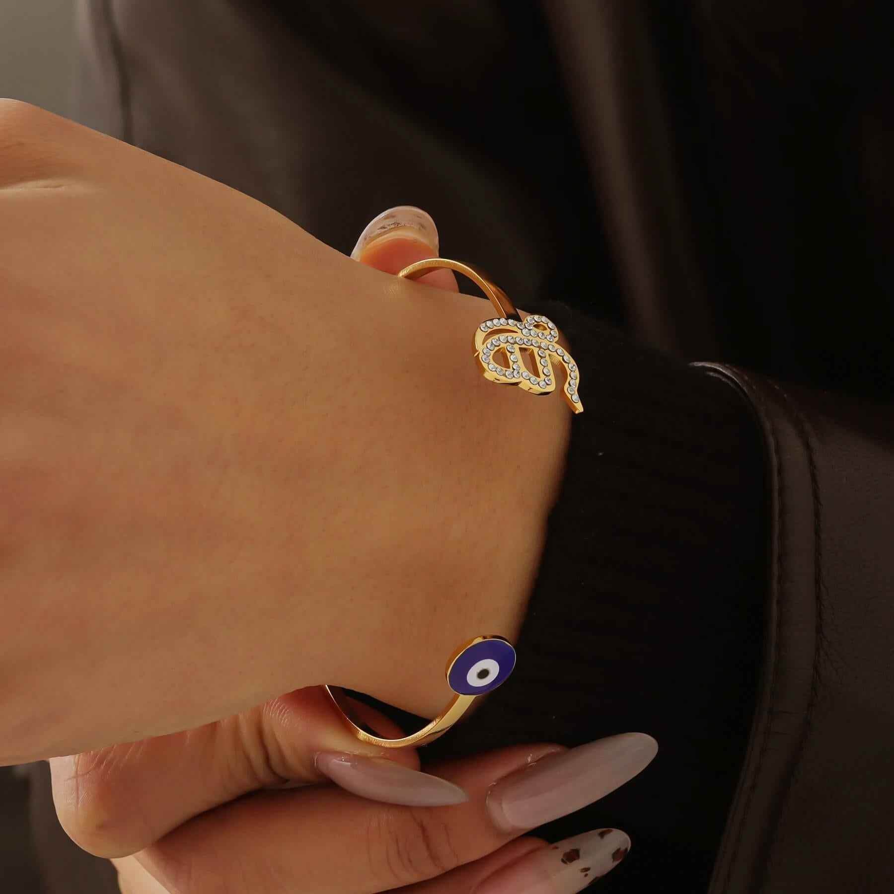 Ek Onkar Evil Eye Cuff Bracelet - RIYOVA Jewelry