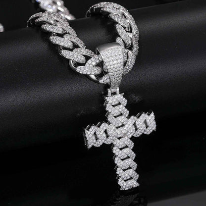 925 Iced Out Hip Hop Criss Pendant - RIYOVA Jewelry