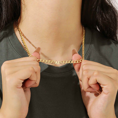 Welded Letter Cuban Chain Necklace - RIYOVA Jewelry