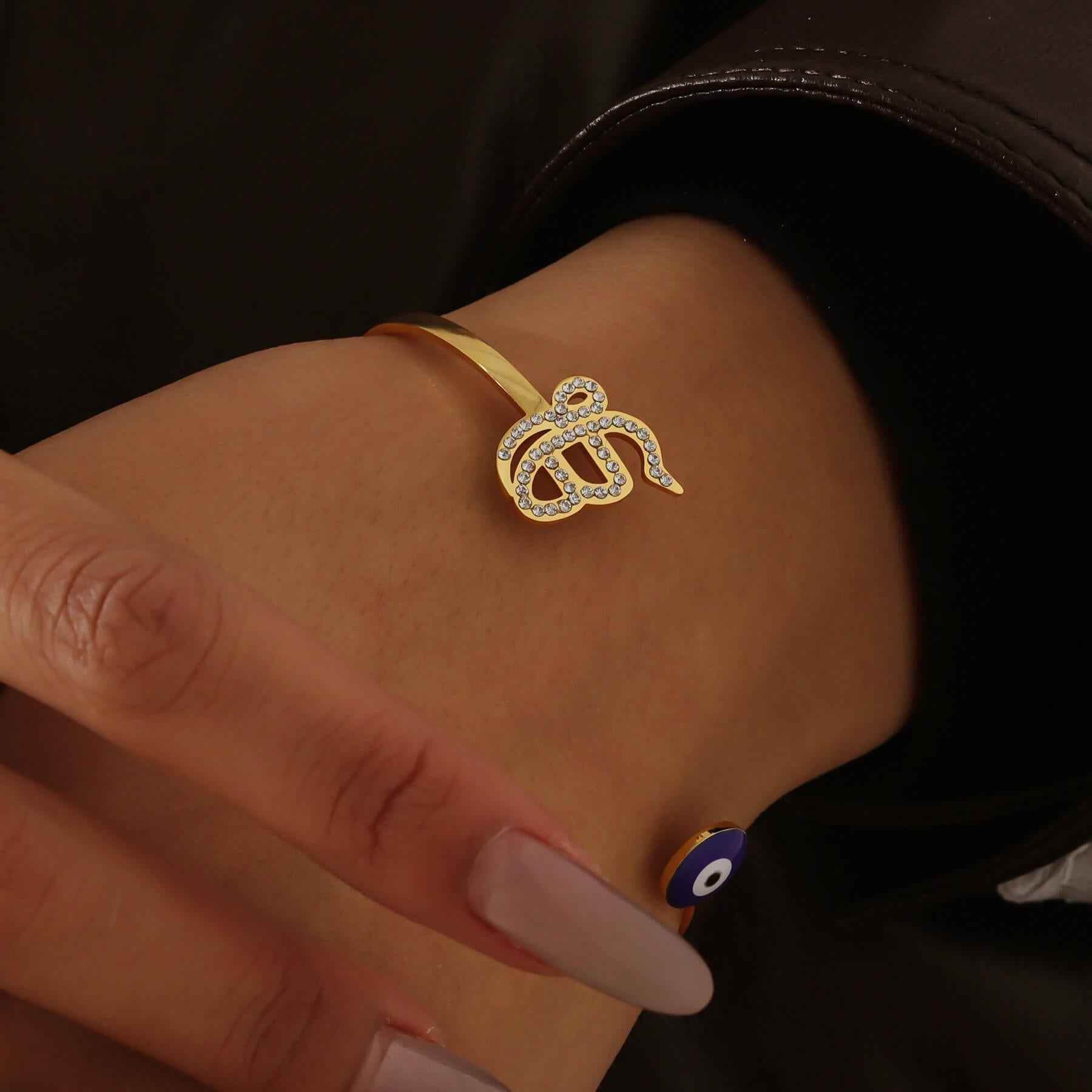Ek Onkar Evil Eye Cuff Bracelet - RIYOVA Jewelry