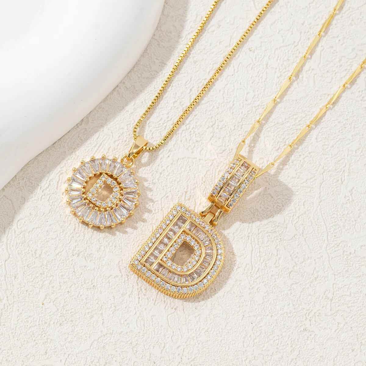 Hana Twin Sparkling Initial Necklace - RIYOVA Jewelry