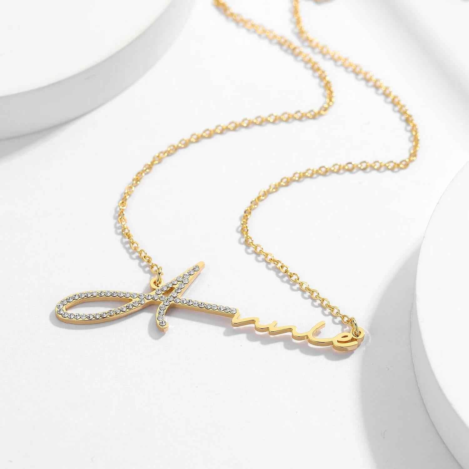 Dainty Signature Name Necklace - RIYOVA Jewelry