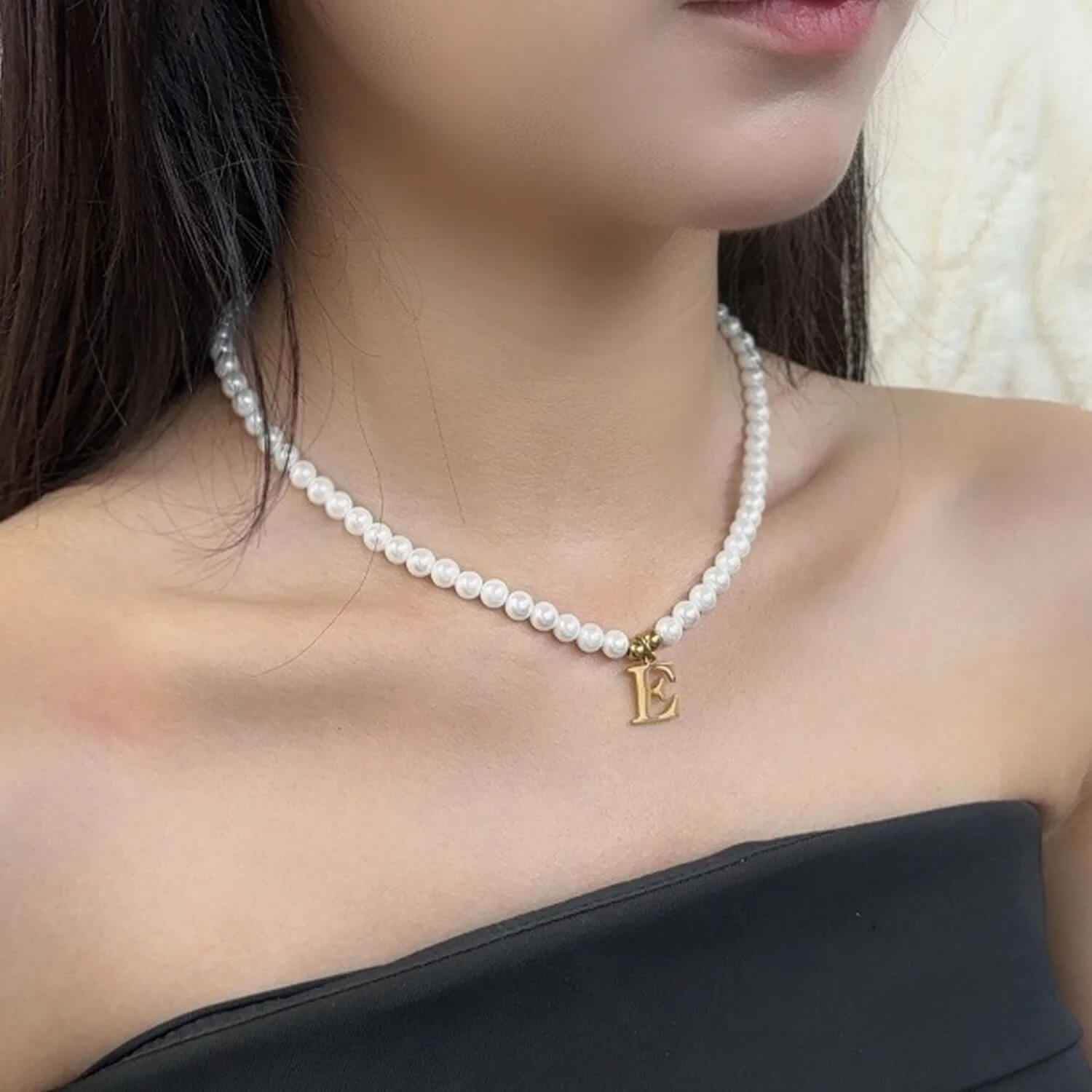Personalized RIYOVA Initial Pearl Necklace - RIYOVA Jewelry