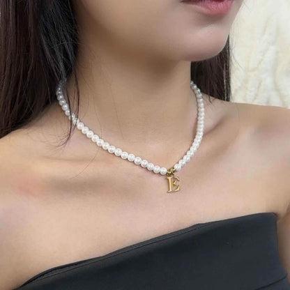 Personalized RIYOVA Initial Pearl Necklace - RIYOVA Jewelry
