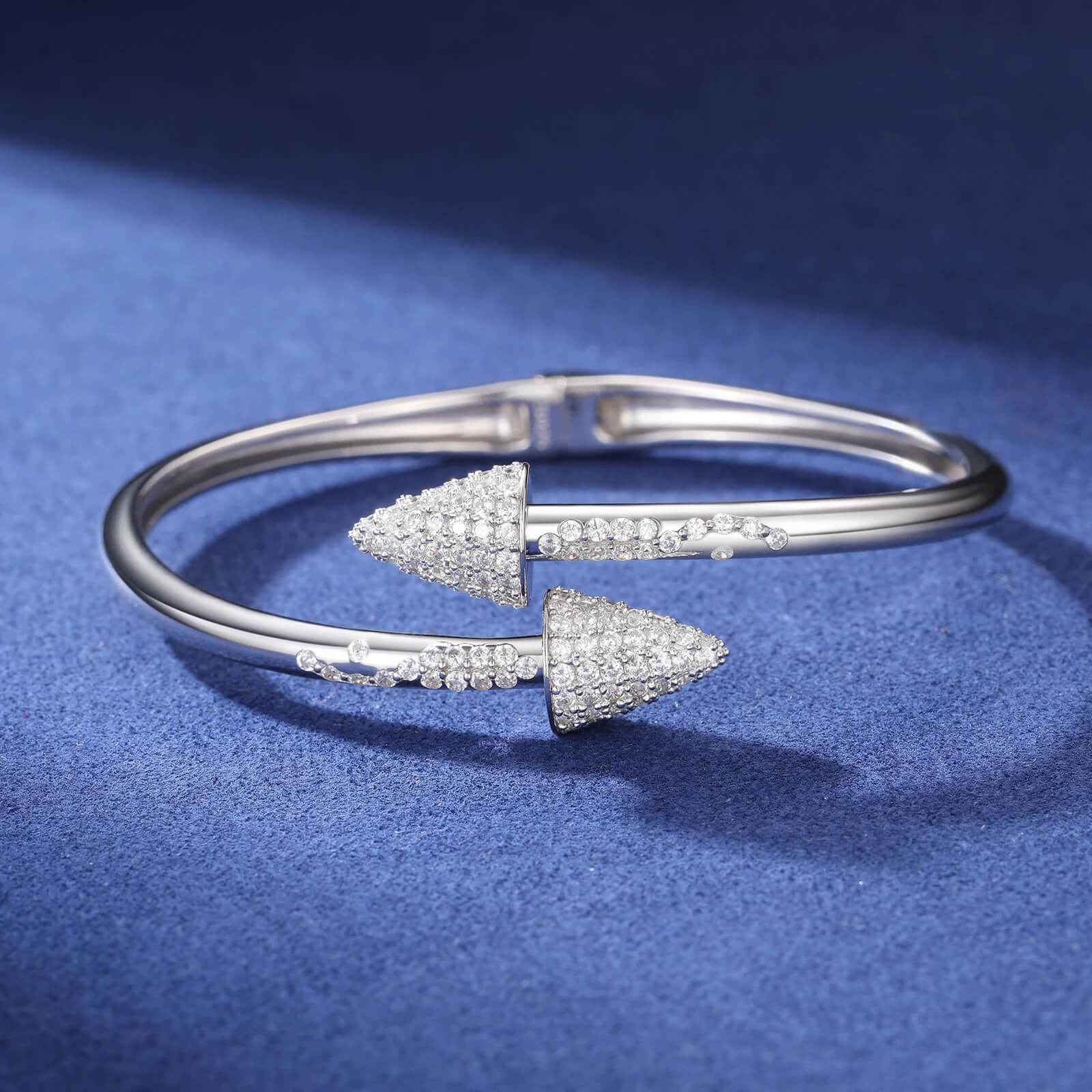 925 Iced Out Arrow Cuff Bracelet - RIYOVA Jewelry
