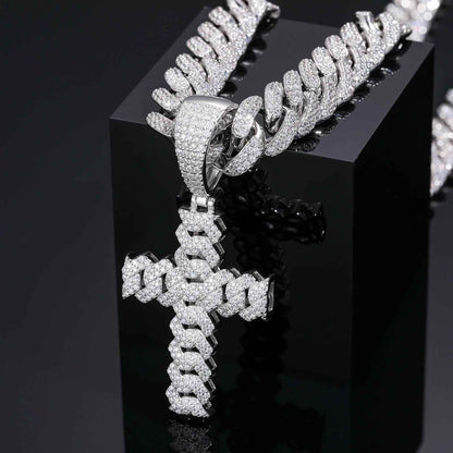 925 Iced Out Hip Hop Criss Pendant - RIYOVA Jewelry