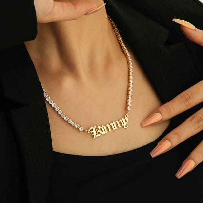 Vintage Custom Name Zirconia Necklace - RIYOVA Jewelry