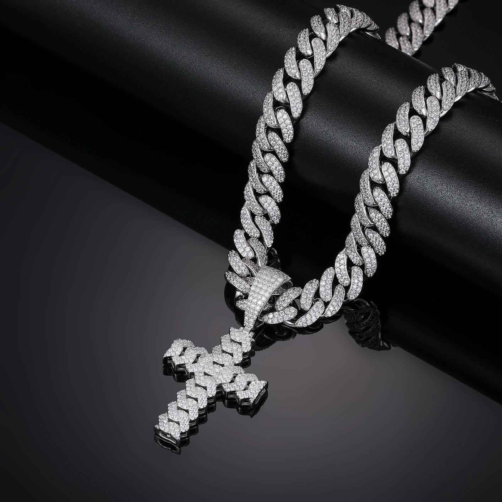 925 Iced Out Hip Hop Criss Pendant - RIYOVA Jewelry
