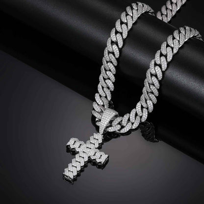 925 Iced Out Hip Hop Criss Pendant - RIYOVA Jewelry