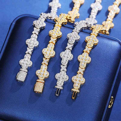 925 Iced Out Cross Star Tennis Chain – Moissanite Edition - RIYOVA Jewelry