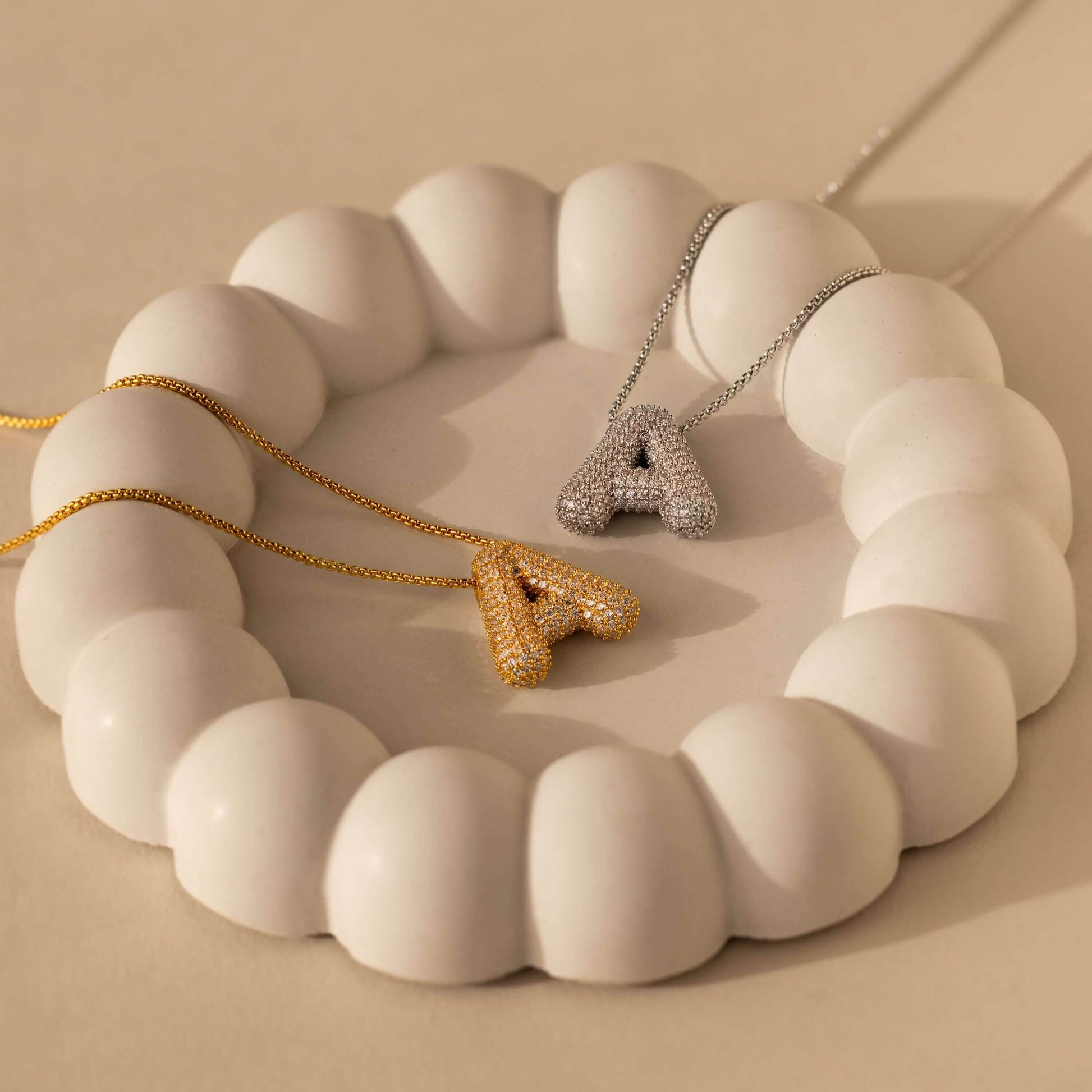 Infinity Puff Letter Necklace - RIYOVA Jewelry