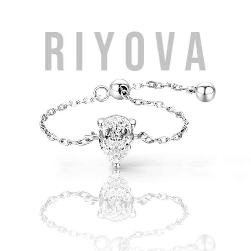 Crystal Self Love Drop Chain Ring - RIYOVA Jewelry