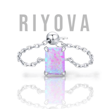 Mystic Opal Chain Ring - RIYOVA Jewelry