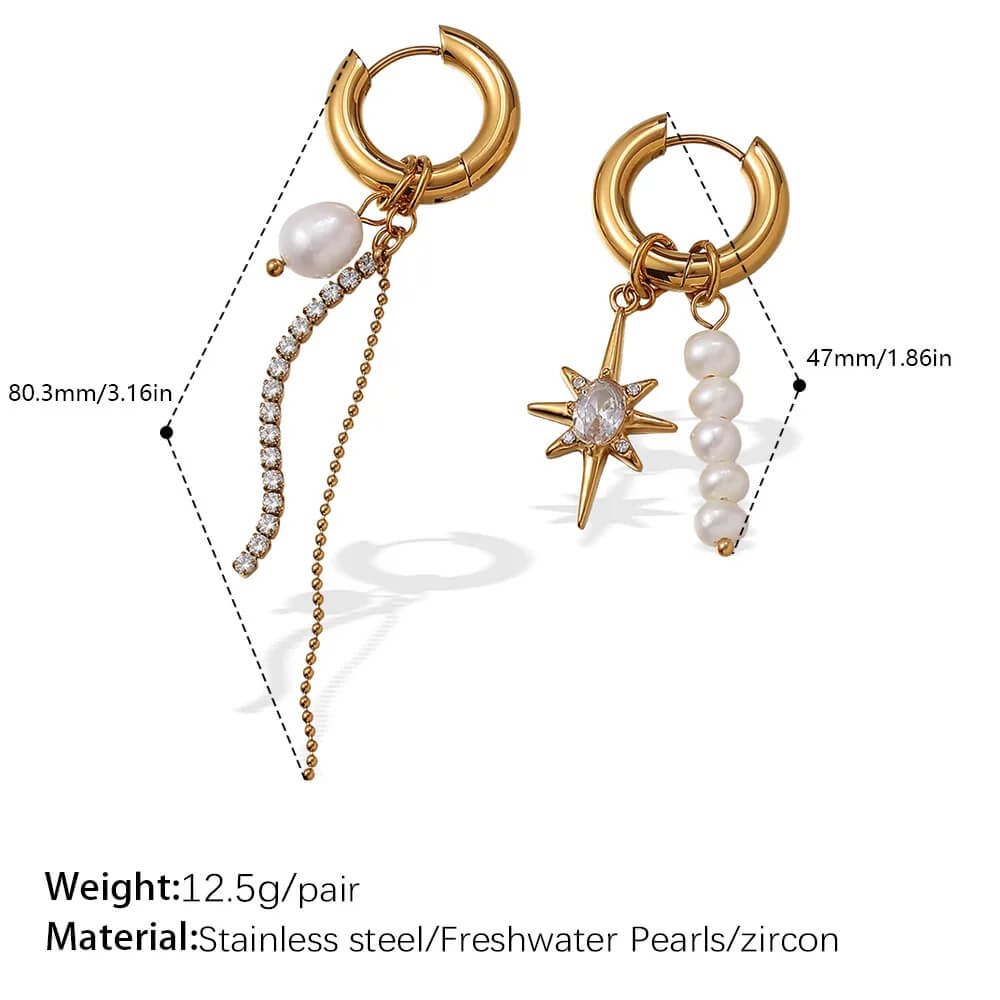 Starburst Mismatched Pearl Earrings RIYOVA