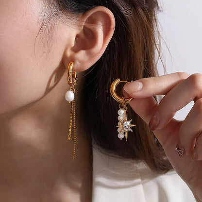 Starburst Mismatched Pearl Earrings RIYOVA