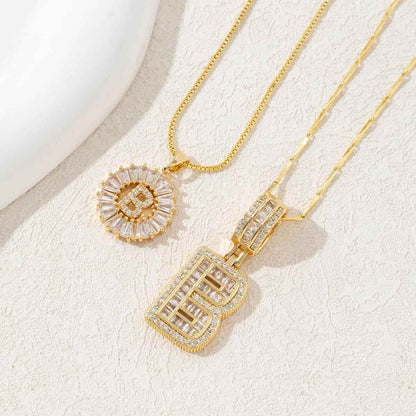 Hana Twin Sparkling Initial Necklace - RIYOVA Jewelry