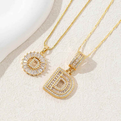 Hana Twin Sparkling Initial Necklace - RIYOVA Jewelry