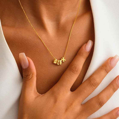 Custom Bubble Letter Name Necklace - RIYOVA Jewelry