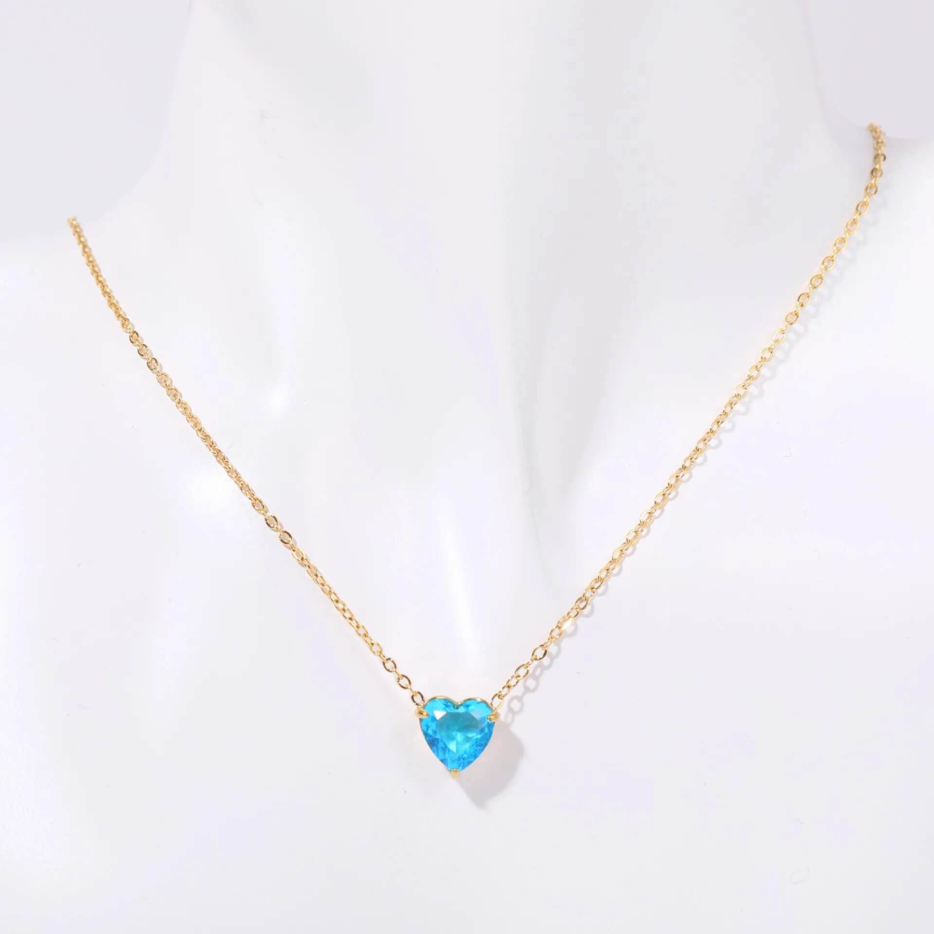 Birthstone Heart Necklace - RIYOVA Jewelry