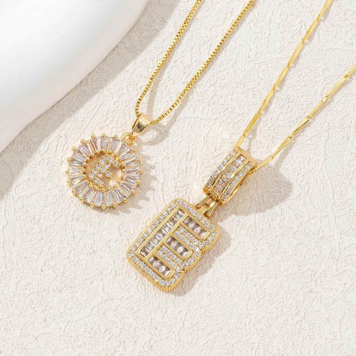 Hana Twin Sparkling Initial Necklace - RIYOVA Jewelry