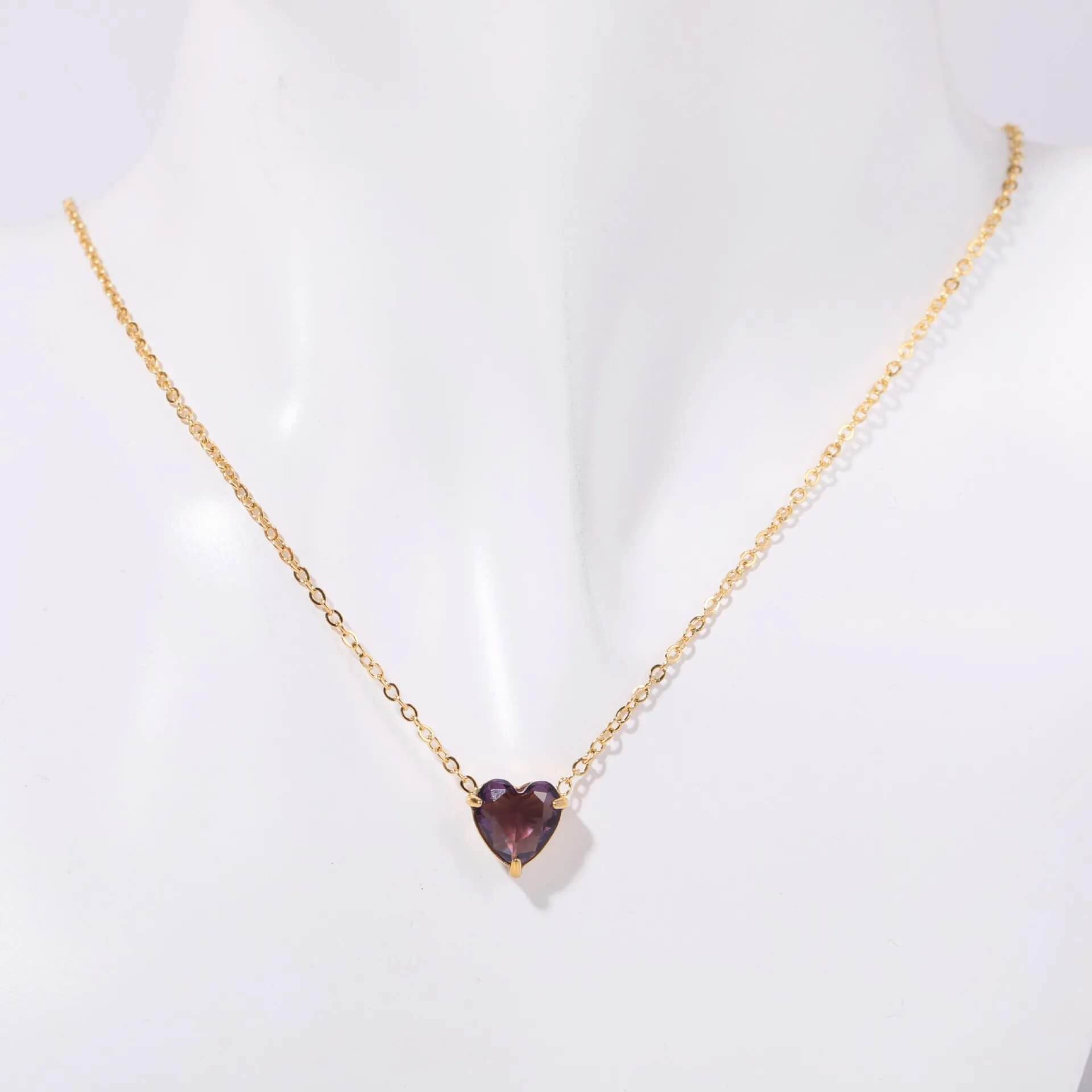Birthstone Heart Necklace - RIYOVA Jewelry
