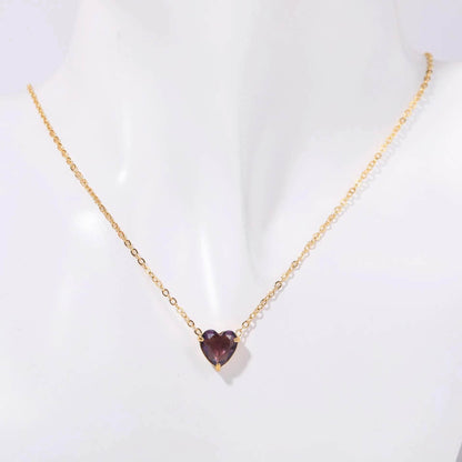 Birthstone Heart Necklace - RIYOVA Jewelry