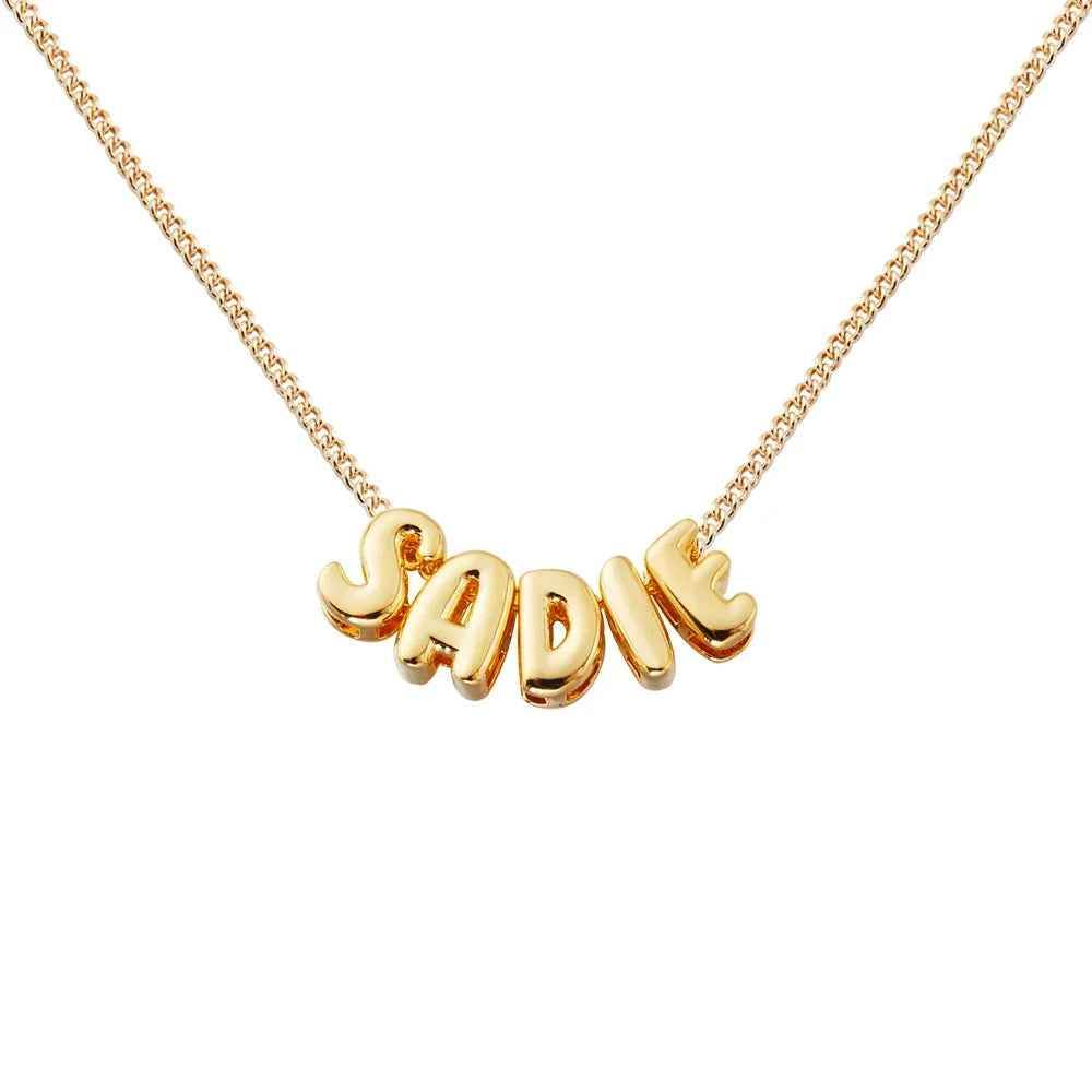 Custom Bubble Letter Name Necklace - RIYOVA Jewelry