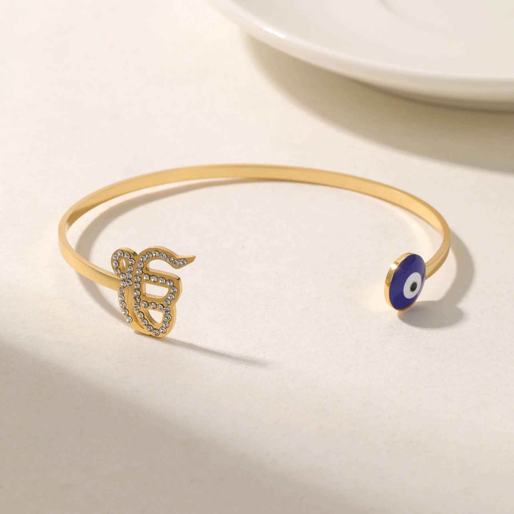 Ek Onkar Evil Eye Cuff Bracelet - RIYOVA Jewelry