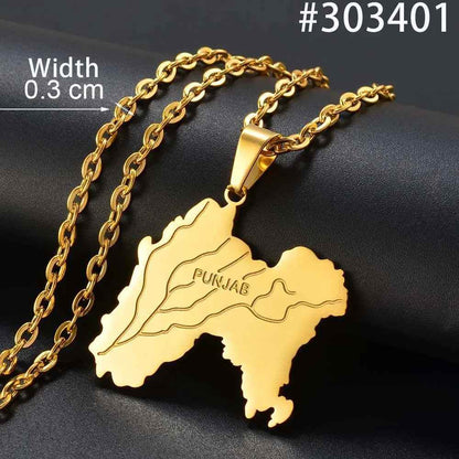 Historic Punjab Map Necklace – Pre-1947 Edition - RIYOVA Jewelry