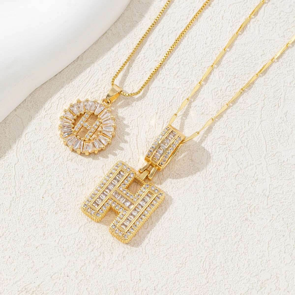 Hana Twin Sparkling Initial Necklace - RIYOVA Jewelry