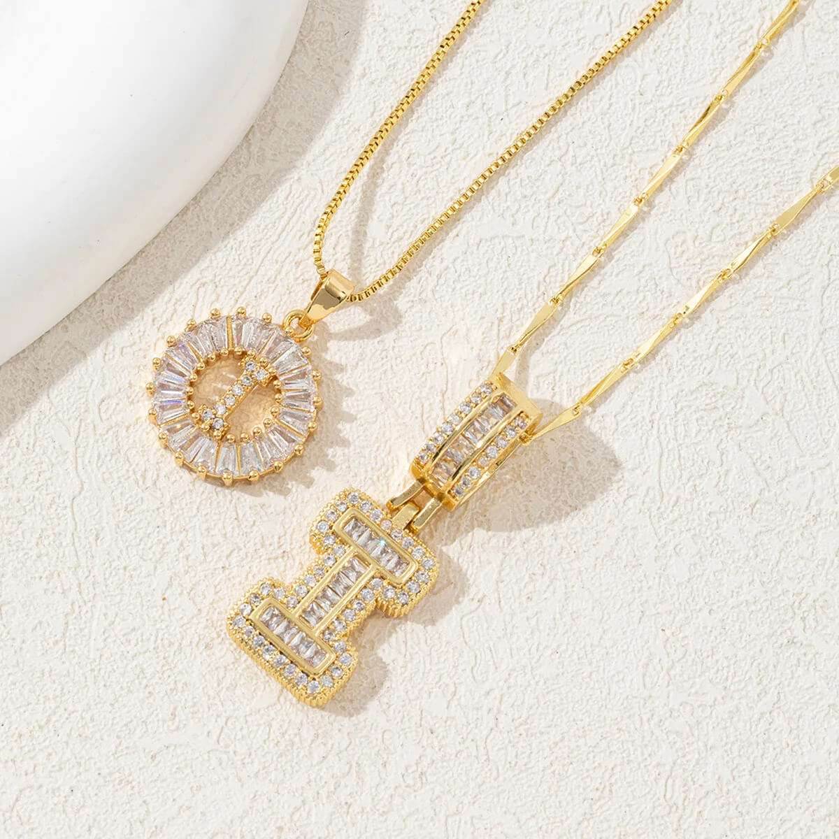 Hana Twin Sparkling Initial Necklace - RIYOVA Jewelry