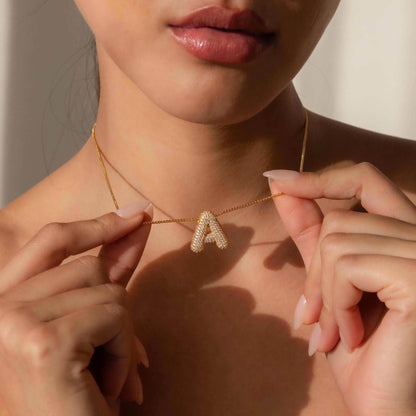 Infinity Puff Letter Necklace - RIYOVA Jewelry