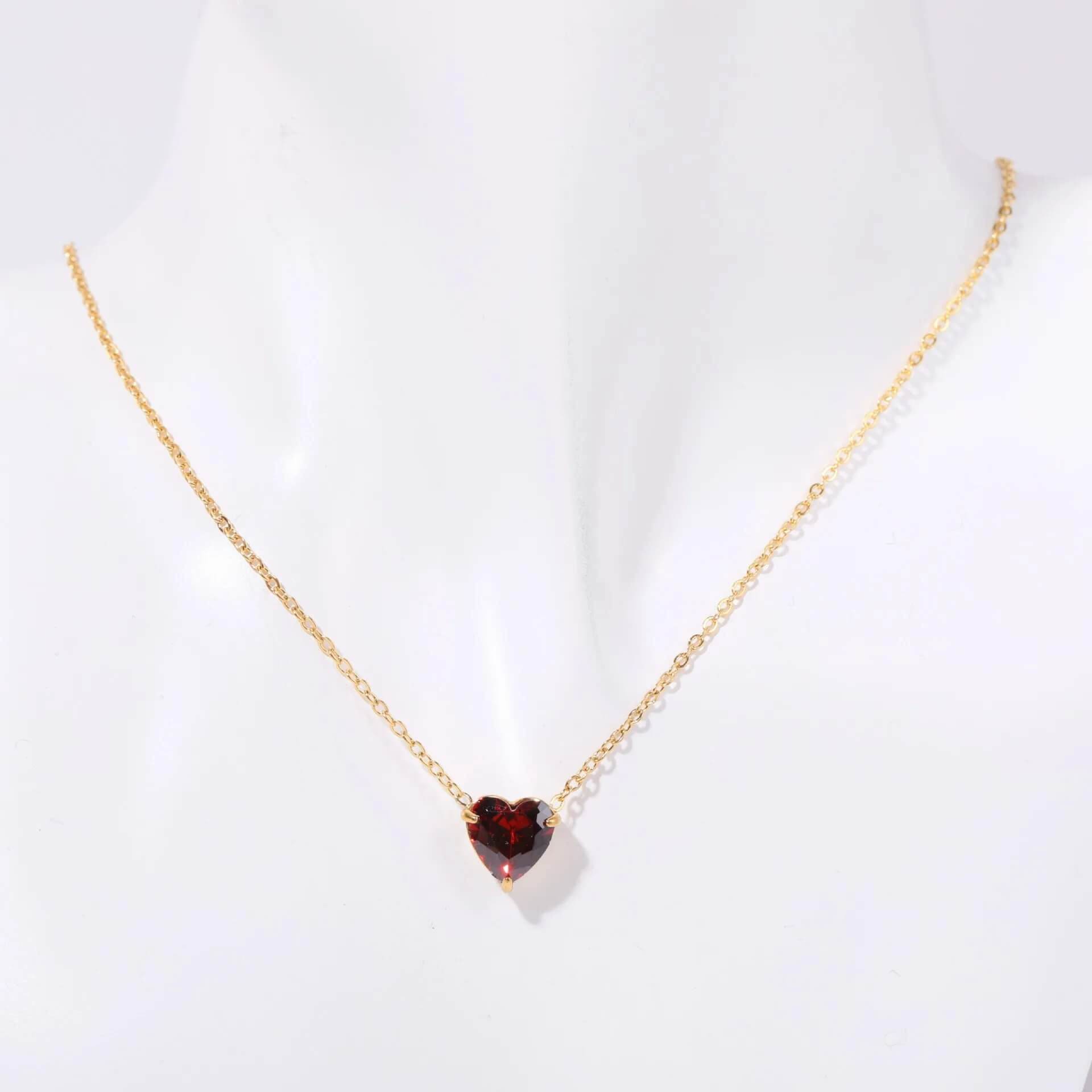 Birthstone Heart Necklace - RIYOVA Jewelry