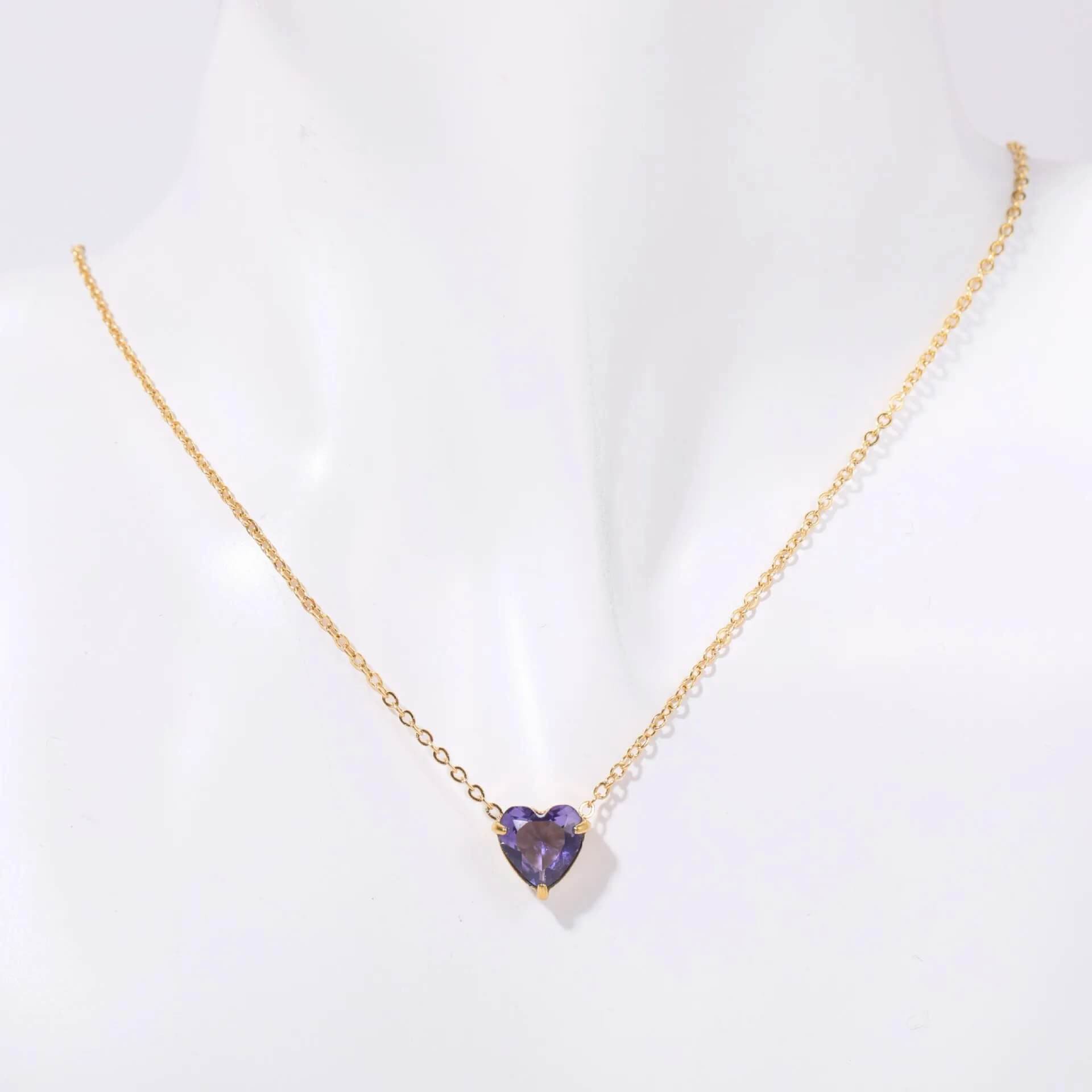Birthstone Heart Necklace - RIYOVA Jewelry