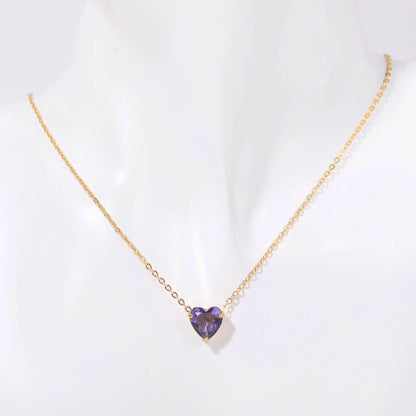 Birthstone Heart Necklace - RIYOVA Jewelry