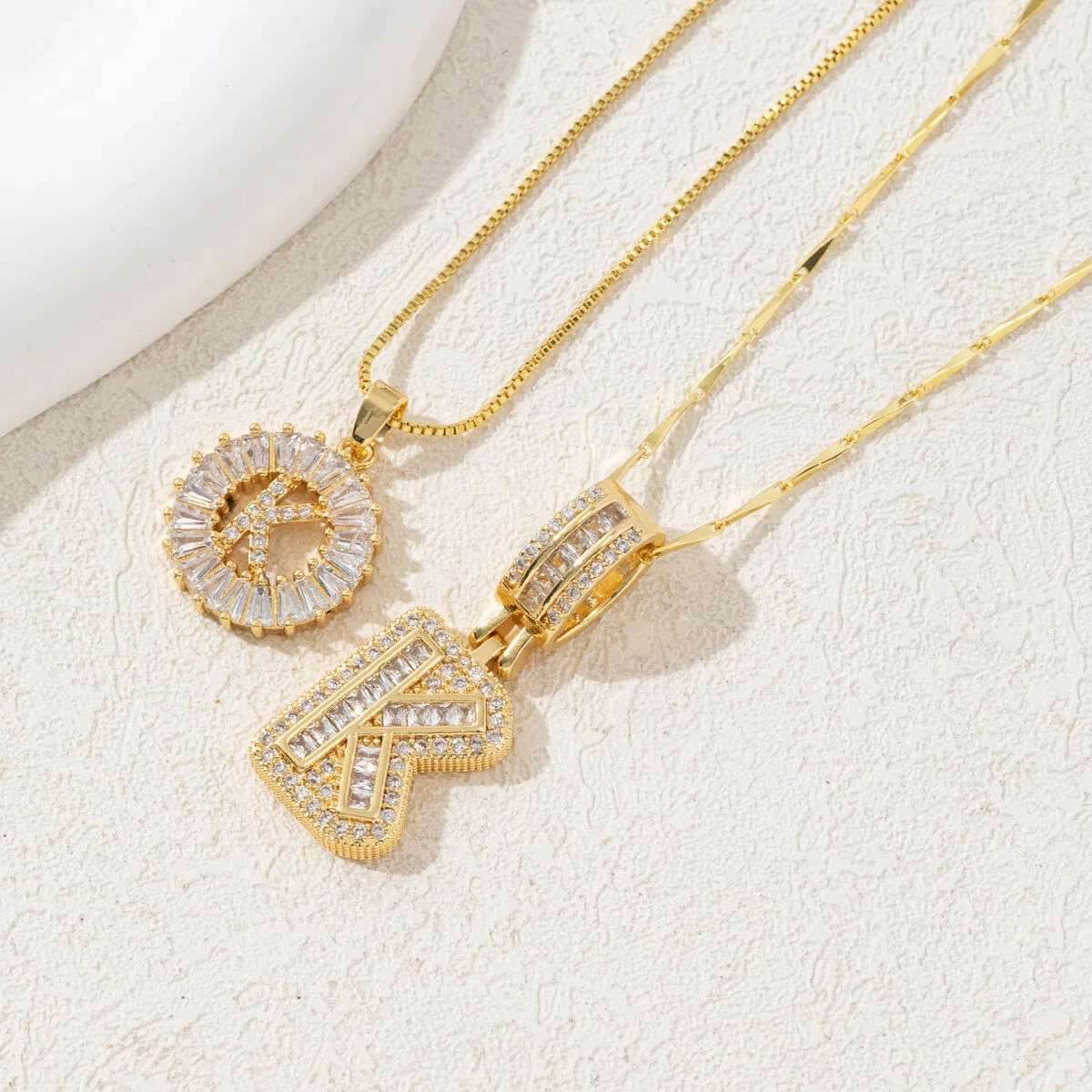 Hana Twin Sparkling Initial Necklace - RIYOVA Jewelry