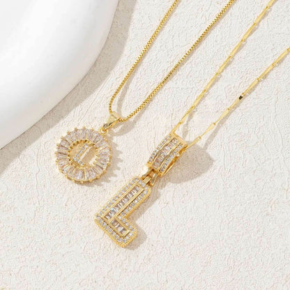Hana Twin Sparkling Initial Necklace - RIYOVA Jewelry