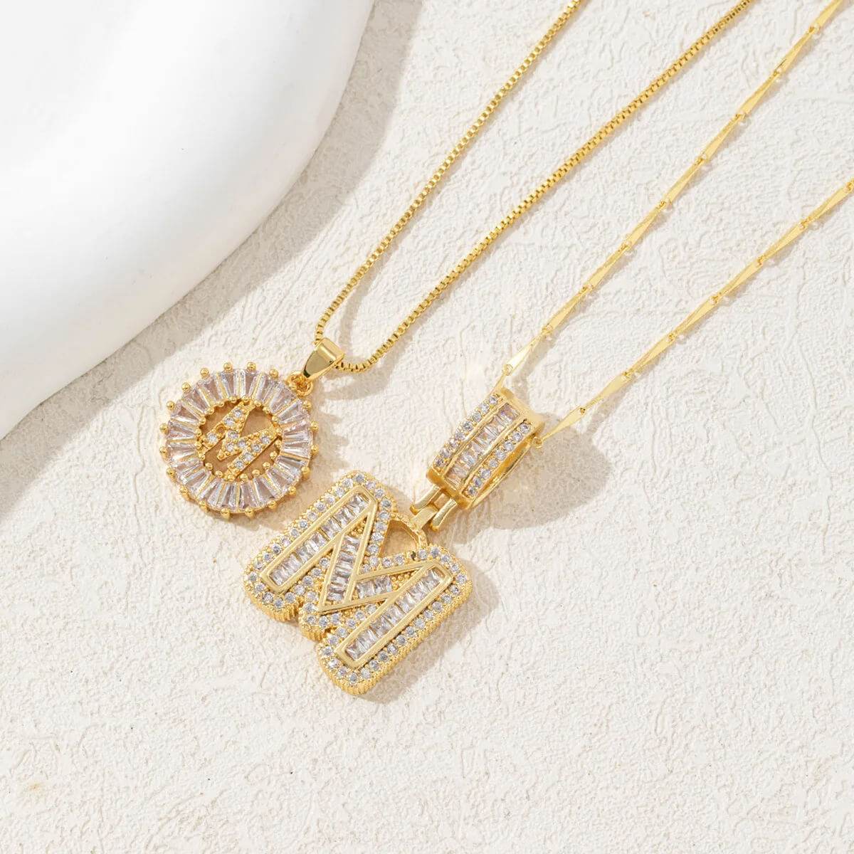 Hana Twin Sparkling Initial Necklace - RIYOVA Jewelry
