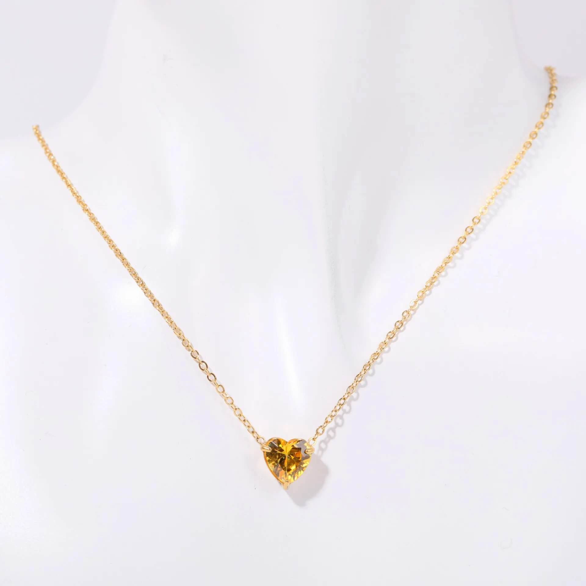 Birthstone Heart Necklace - RIYOVA Jewelry