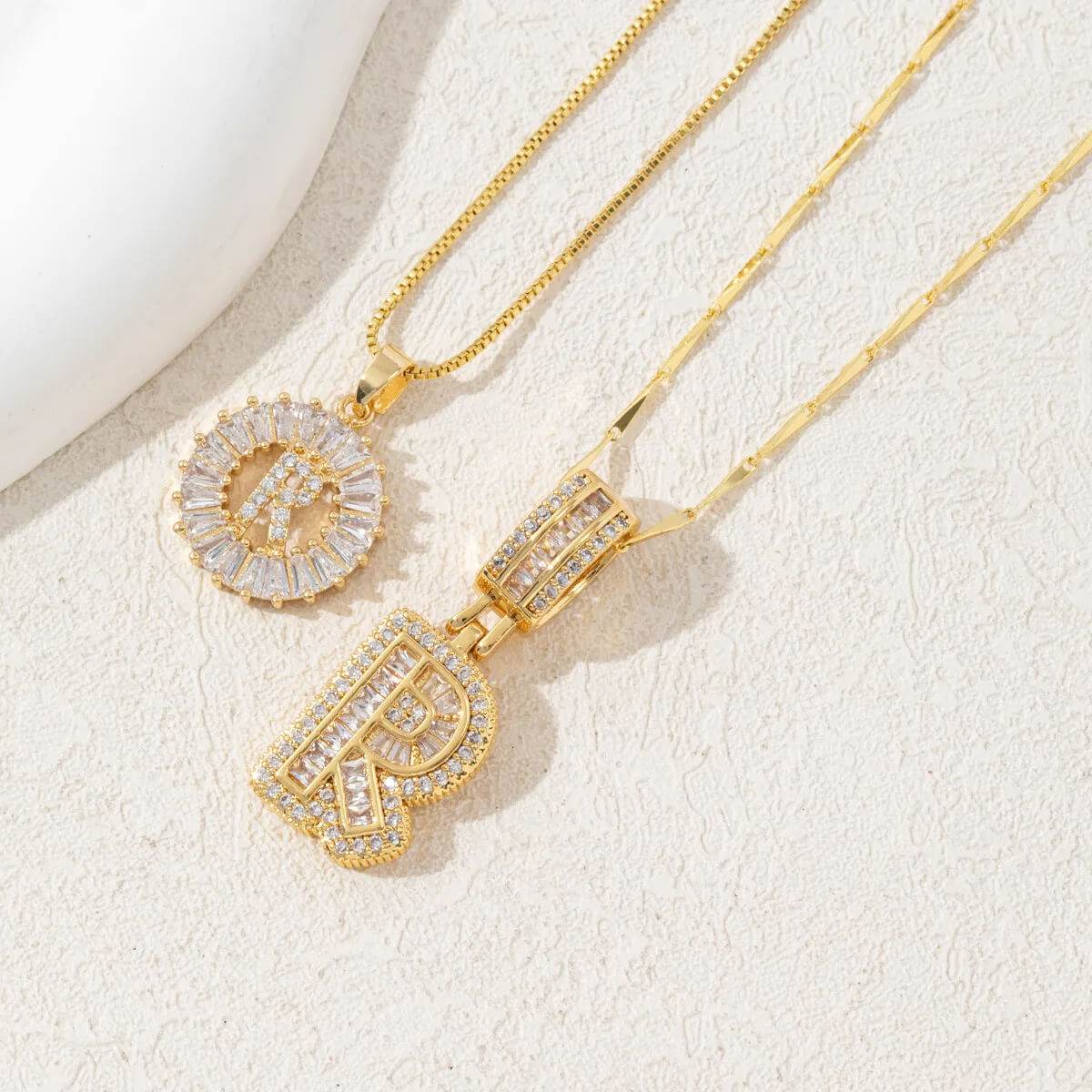 Hana Twin Sparkling Initial Necklace - RIYOVA Jewelry
