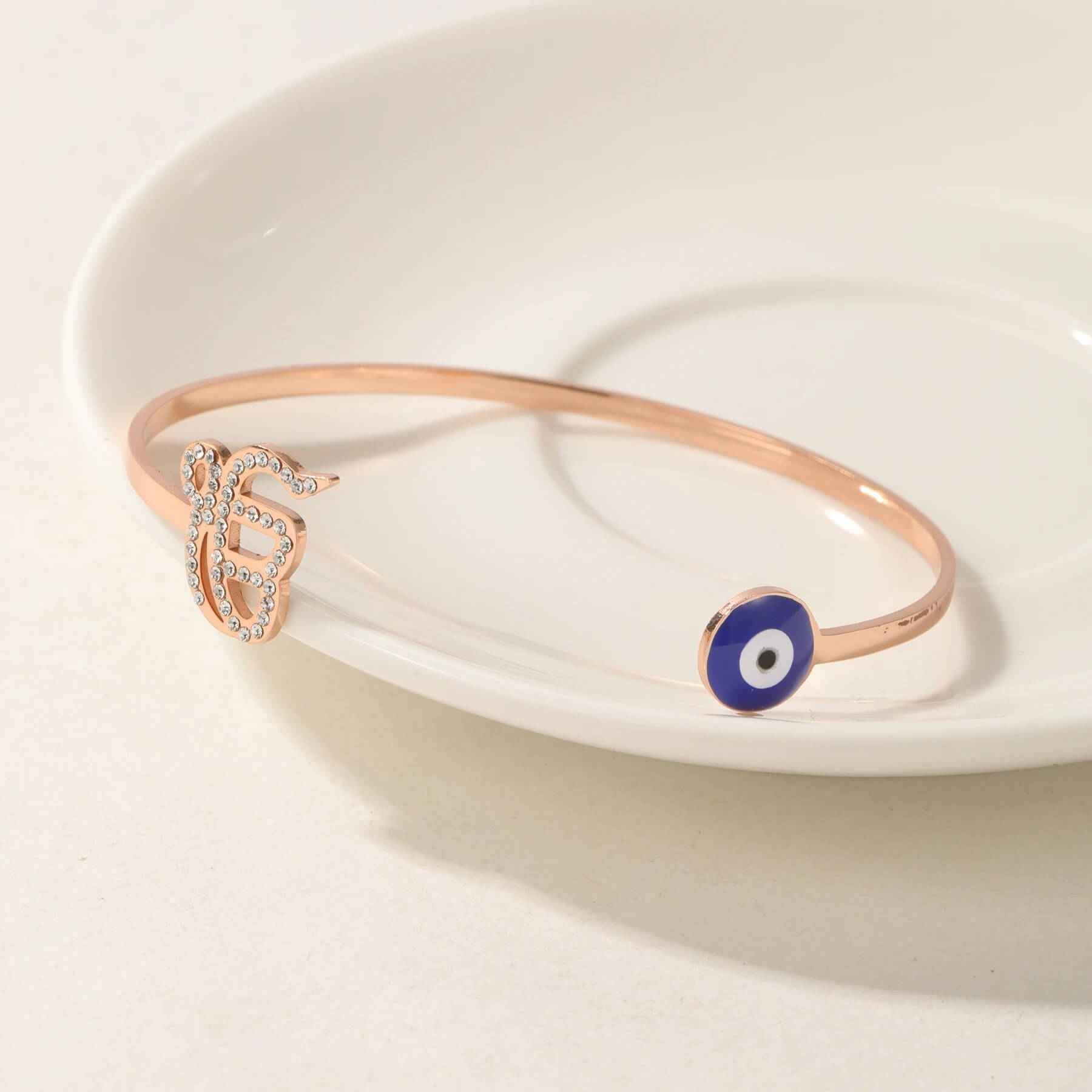 Ek Onkar Evil Eye Cuff Bracelet - RIYOVA Jewelry