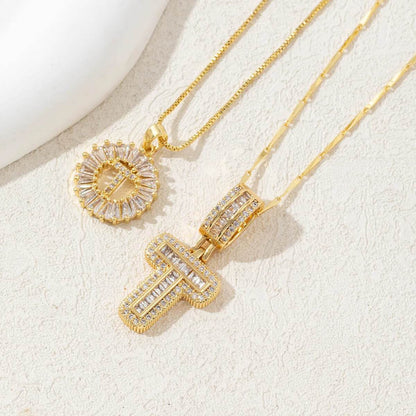 Hana Twin Sparkling Initial Necklace - RIYOVA Jewelry