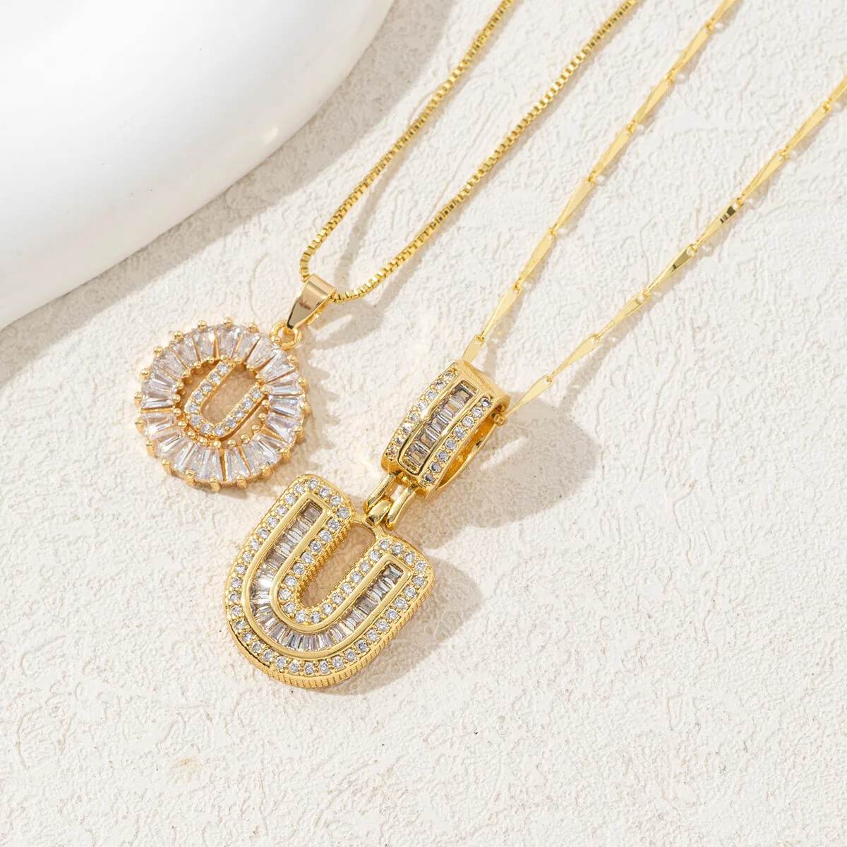 Hana Twin Sparkling Initial Necklace - RIYOVA Jewelry