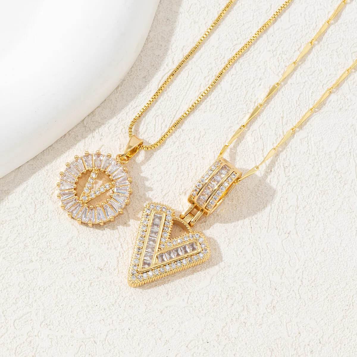 Hana Twin Sparkling Initial Necklace - RIYOVA Jewelry