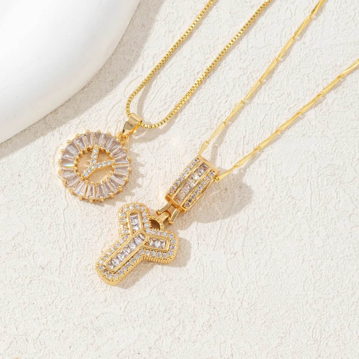 Hana Twin Sparkling Initial Necklace - RIYOVA Jewelry